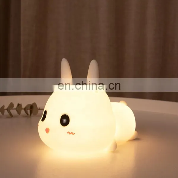 Cute Bunny Night Light Animal Lamp Silicone Nursery Baby Night Light for Teen Girls Bedroom Decor Decrations photo-4