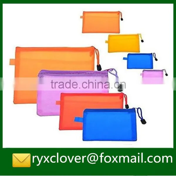 Colorful Pvc Gridding Zipper Two-double Document Bag in Different Size photo-3