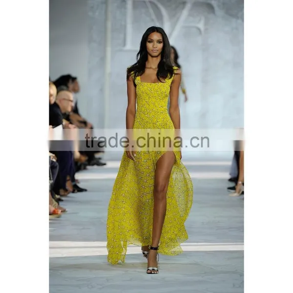 Fashion Chiffon Printed Dress Catwalk Prom Dress Lady Dress photo-2