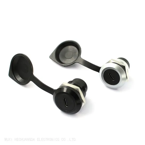 Type-C Female To Female Zinc Alloy Data Signal Extended Transmission Round Type-c Panel Mount Socket With Dust Cap photo-3