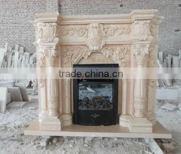 High Quality Unique Design Indoor Cultured Marble Fireplace photo-3