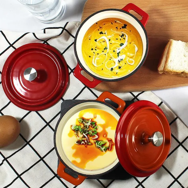 1qt Mini 10cm Enamel Cast Iron French Oven Dutch Oven Casserole Pot Cocotte 1L photo-5