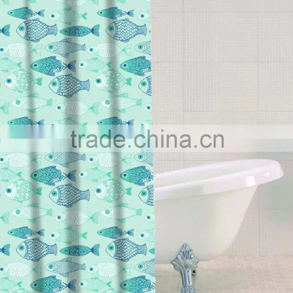 Shower Curtain Waves Stripe Printed, Hot Sale Classic Bathroom Waterproof Curtain photo-3