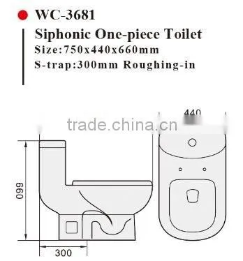 WC-3681 Siphonic One-Piece Toilet With Soft Closing Cover Ramp Down Closer, Water Closet Toilet Bowl photo-2