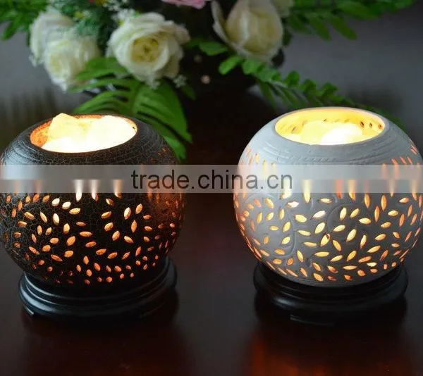 Himalayan Natural Rock Salt Lamp With Ceramics Cover photo-3