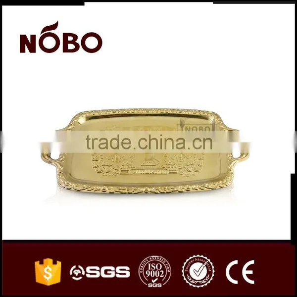 S/S 410 Gold Color Plate With Double Handle photo-2