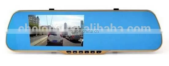 Supplier 5" TFT LCD Screen Night Vistion Dual Cams Rearview Mirror HD Car DVR photo-3