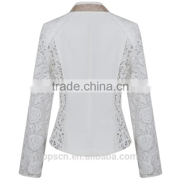 OEM Guangzhou Supplier White One Button Lace Office Wear Formal Latest Women Jacket & Blazer Design Quality Choice photo-2