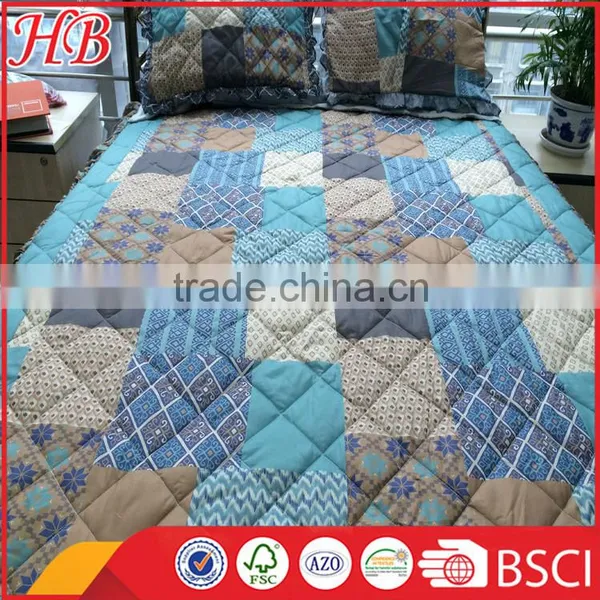 2016 Fashion Design 100% Polyester High Quality Service Strict Inspection Different Style Plain Patchwork Quilt photo-2