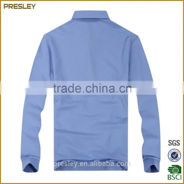 Light Blue Long Sleeve Polo T-shirt for Man With Cheap Price photo-2