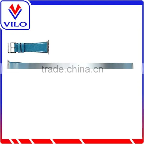 Genuine Leather Double Tour Replacement Watchband With Adapter Clasp for IWatch Apple Watch Band 38mm 42mm photo-3