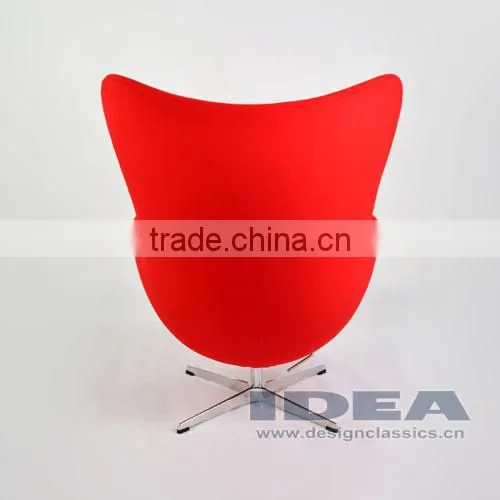 Replica Arne Jacobsen Egg Chair - Red Wool Fabric - Polished Aluminum Base photo-3