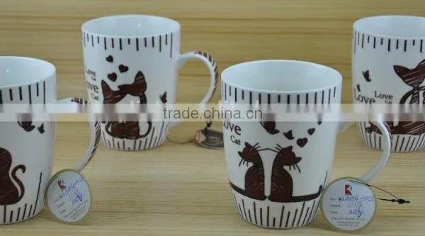 11OZ Lovely Cat Design Full Decal Print Coffee Cups, Shiny Surface New Bone China Mug, KL5004-10720 photo-3