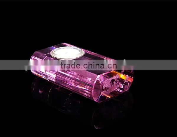 Transparent Simple Design Pink Crysal Cube Block Clock photo-3