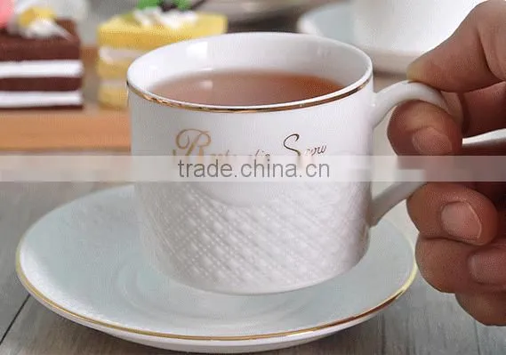 7 OZ Classic Glory Porcelain Cup and Saucer Microwavable Ceramic Coffee/Tea Cappuccino Cup With Handle