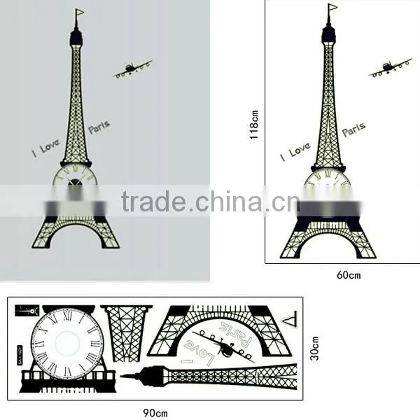Luminous Sticker Paris Home Wall Sticker Clock Quality Choice photo-6