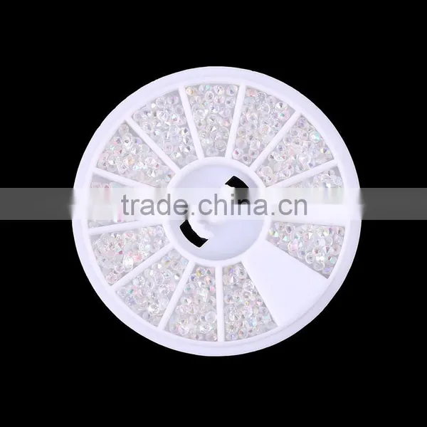Wheel Boxed Clear AB Plastic Rhinstones Transparent Nail Art Sticker Use Crystal Decoration photo-2