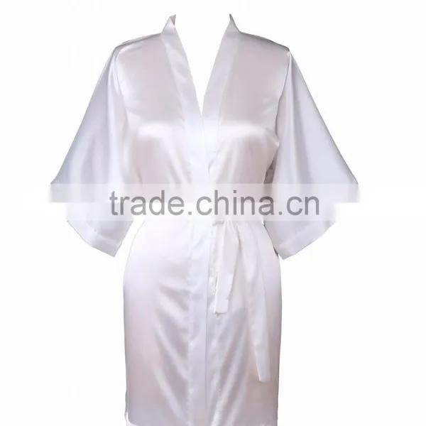 Cheap Short Bridesmaid Purple Satin Kimono Bath Robes in Bulk photo-4