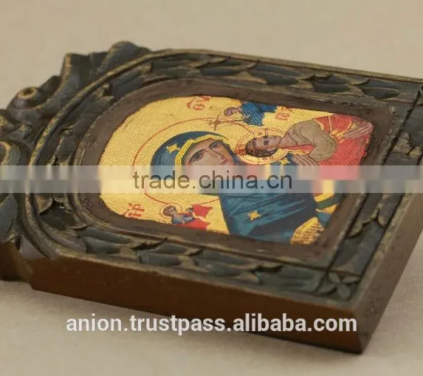 Greek & Russian Orthodox Wooden Icon. Mother God. Eleousa. Antic Design photo-6
