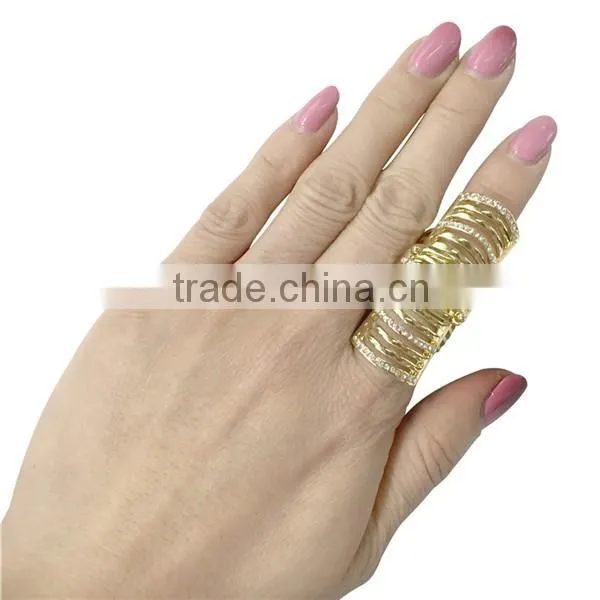 2016 Fashion Ladies Finger Double Ring With Rhinestone Punk Crystal Ring Chain Finger Ring photo-2