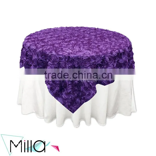 Rosette Satin Tablecloth Rose Wedding Cake Table Overlay photo-2