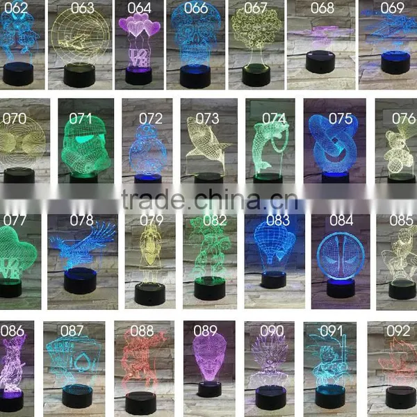 2016 New 3D Optical Night Light 7 Light Colors 10 LEDs AA Battery or DC 5V Mixed Lot With IR Remote Control Factory Wholesale photo-4