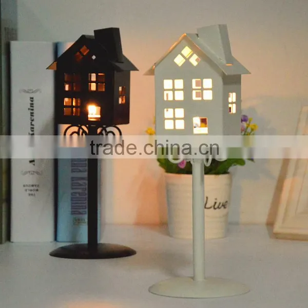 2015 New Design Classical Road Lead Lights House Shaped Metal Candle Holder photo-3