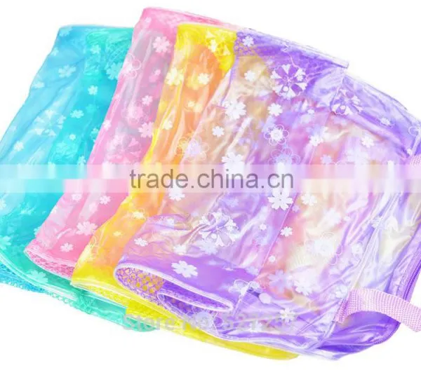 Waterproof Cosmetic Clear Bag Floral Print Transparent Toiletry Bathing Pouch photo-4