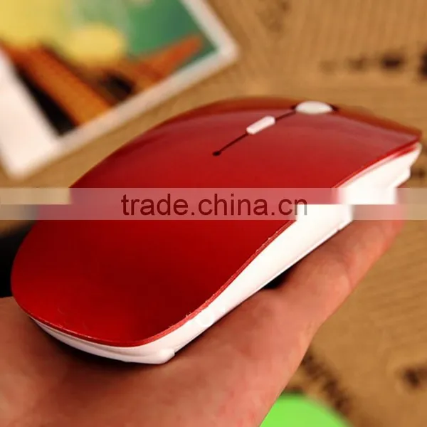 2014 Ultra Thin USB Optical Wireless Mouse 2.4G Receiver Super Slim Mouse For Computer PC Laptop Desktop 5 Candy color