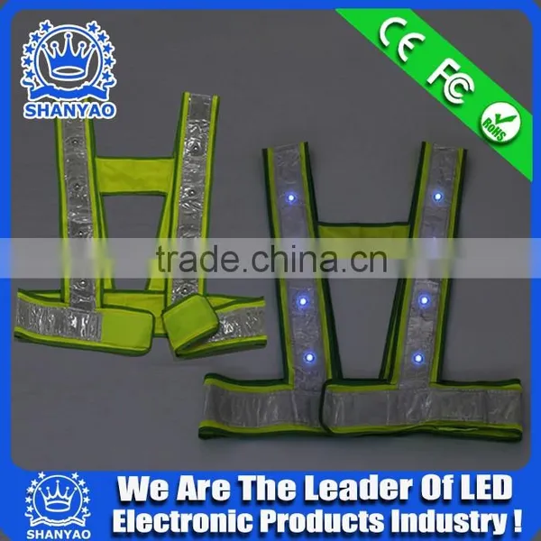 2016 Hot Selling LED Fluorescent Refletive Weskit For Road Safety At Night photo-3