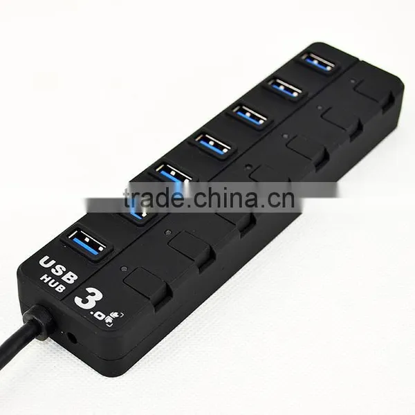 High Capacity Usb Por Hub, 7 Port Usb Hub 3.0 With Individual On/off Switches and LED Lights for Computer Accessories