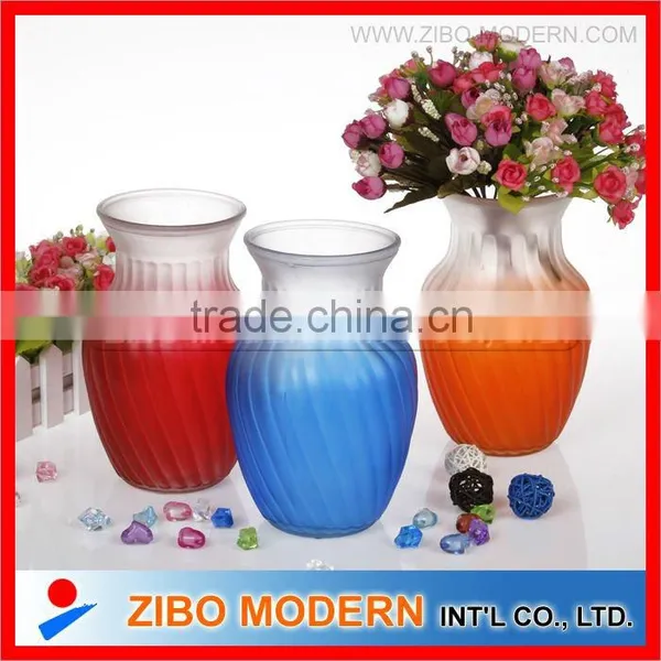 Colored Glass Vases Semi-Color Sprayed Cheap Colored Glass Flower Vase photo-2