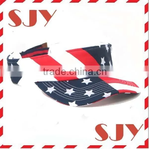Fashion Designer Wide Brim Cheap American Flag Sun Visor Hat
