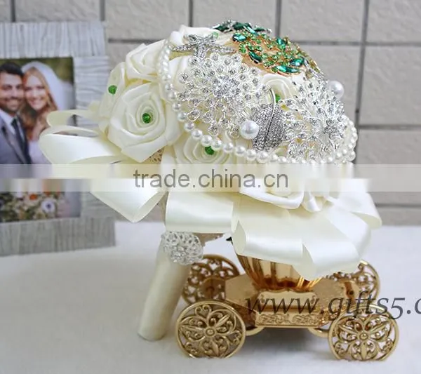 Handmade Green Brooch Wedding Brides Bouquet Wholesale photo-2