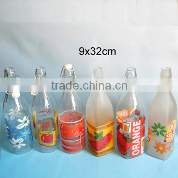 1000ml Square Glass Drinking Bottle Set With Decal photo-2