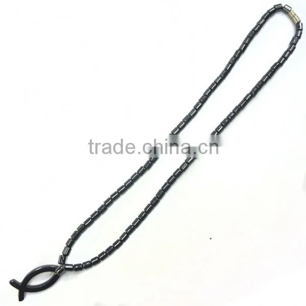 Rosary,religious Rosary, Hematite Cylinder Fish Rosary, Catholic Necklaces