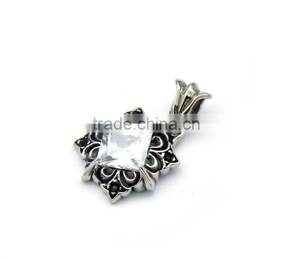 Classic Mens Antique Stainless Steel Religious Charm Diamond Jewelry Black Cross Pendant Necklace photo-3