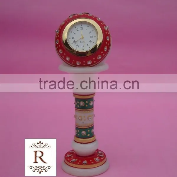 Indian Marble Piller Watch Clock Handicraft Gift Decor Handmade Jaipur Rajasthan Christmas Gift photo-4