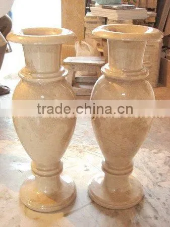 DECORATIVE VERONA BEIGE MARBLE FLOWER VASES photo-2