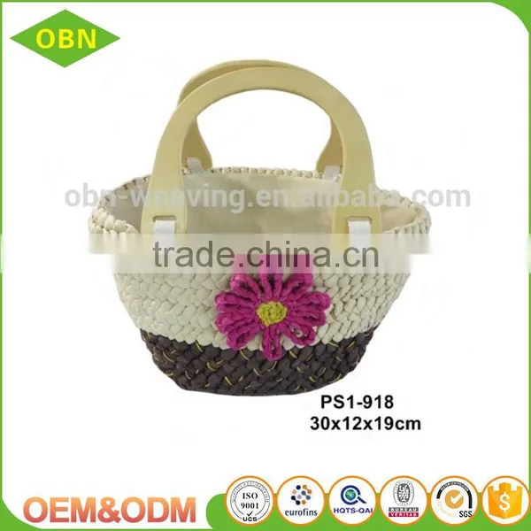 Wholesale China Beautiful Flower Lady Lovely Woven Natural Tote Straw Beach Basket Bag photo-2