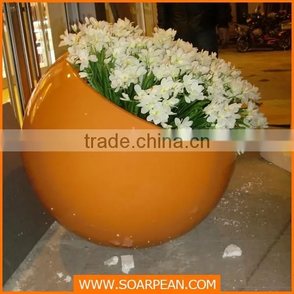 Outdoor Decorative Fiberglass Half Round Flower Pot photo-4