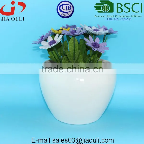BSCI Audited Factory White Glazed Ceramic Flower Pot photo-2