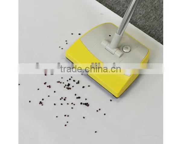 High efficient cordless floor sweeper with double brush wheels