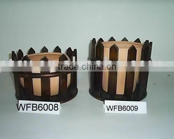 Wooden & Ceramic Flower Pot