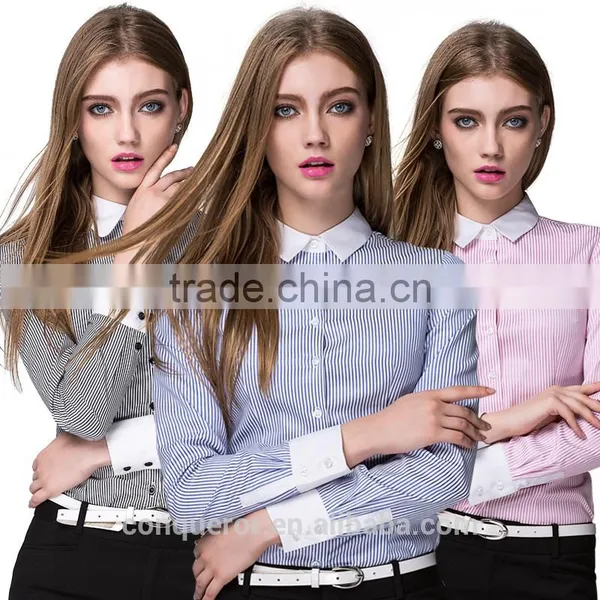 Made to Measure Slim Fit Cotton Dress Shirt for Elegant Business Lady photo-4
