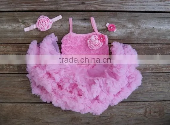 Hot Sale Vintage Baby Outfit Girls Petti Skirt Outfit With Beautiful Flower Headband photo-5