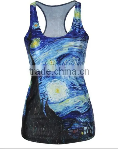 Tight-fitting Vest Van Gogh Digital Print Women 's T - Shirt photo-6