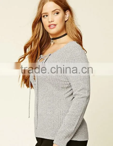 Simply Plain Long Sleeve Plus Size High Quality Pullover Sweaters for Fat Ladies photo-2