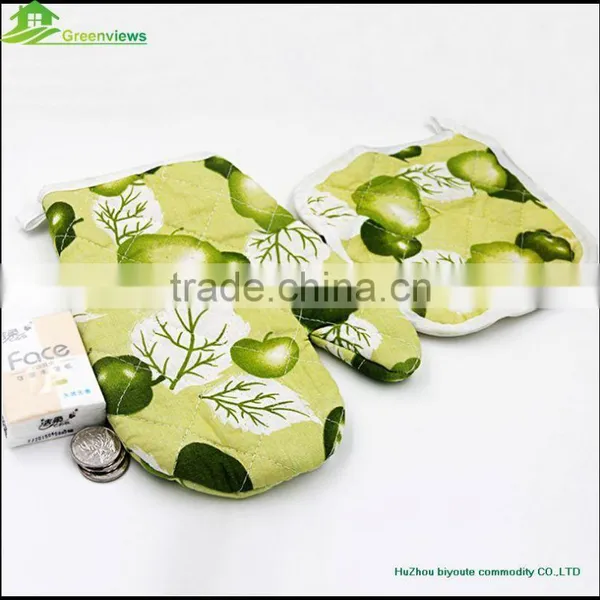 2pc Kitchen Set Oven Glove Pot Holder Cotton Printed Oven Mitt and Pot Holder Set for Kitchen photo-2