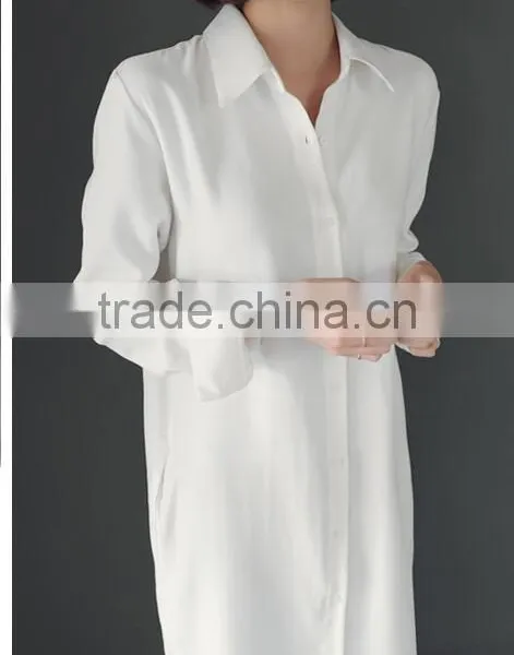 100%Linen Women's Long Button Shirts photo-4